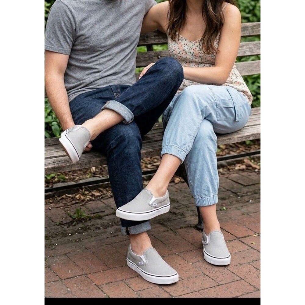 Vans Classic Unisex Canvas Slip On  Gray Skate Sneaker  Sz Us Mens 6.5 W 8 NWT